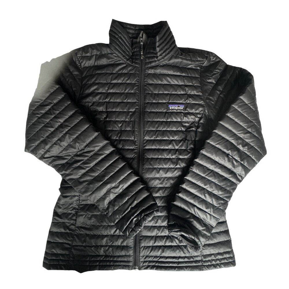 Patagonia Jacket Womens Medium Black Nano Puffer Duck Down Insulated Full Zip